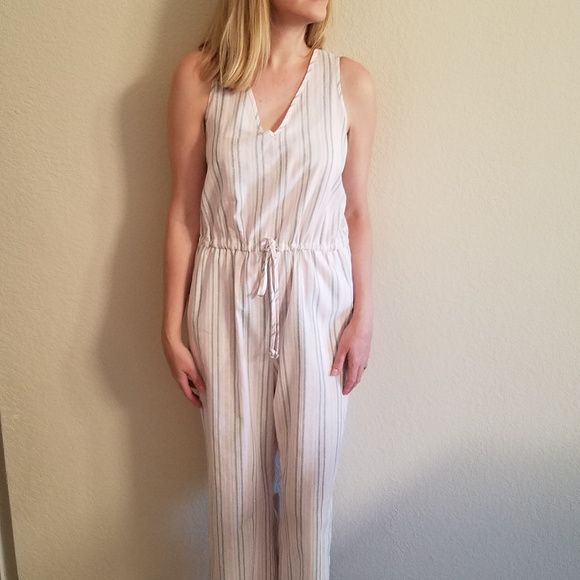 DREW FOR ANTHROPOLOGIE PINK STRIPE JUMPSUIT LARGE - Picture 2 of 5